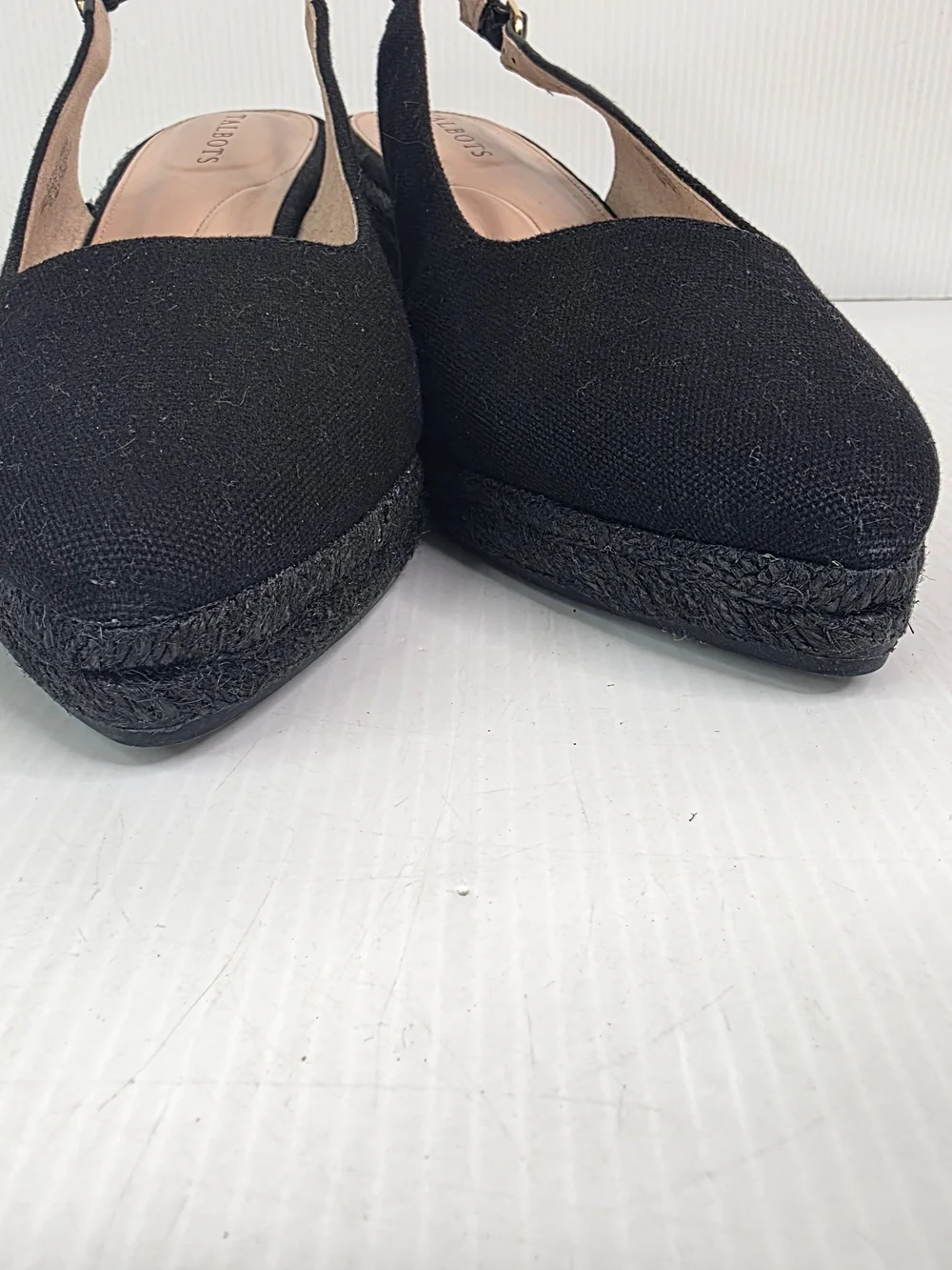 Talbots Black Slingback Wedge Espadrille Womens Sz 10